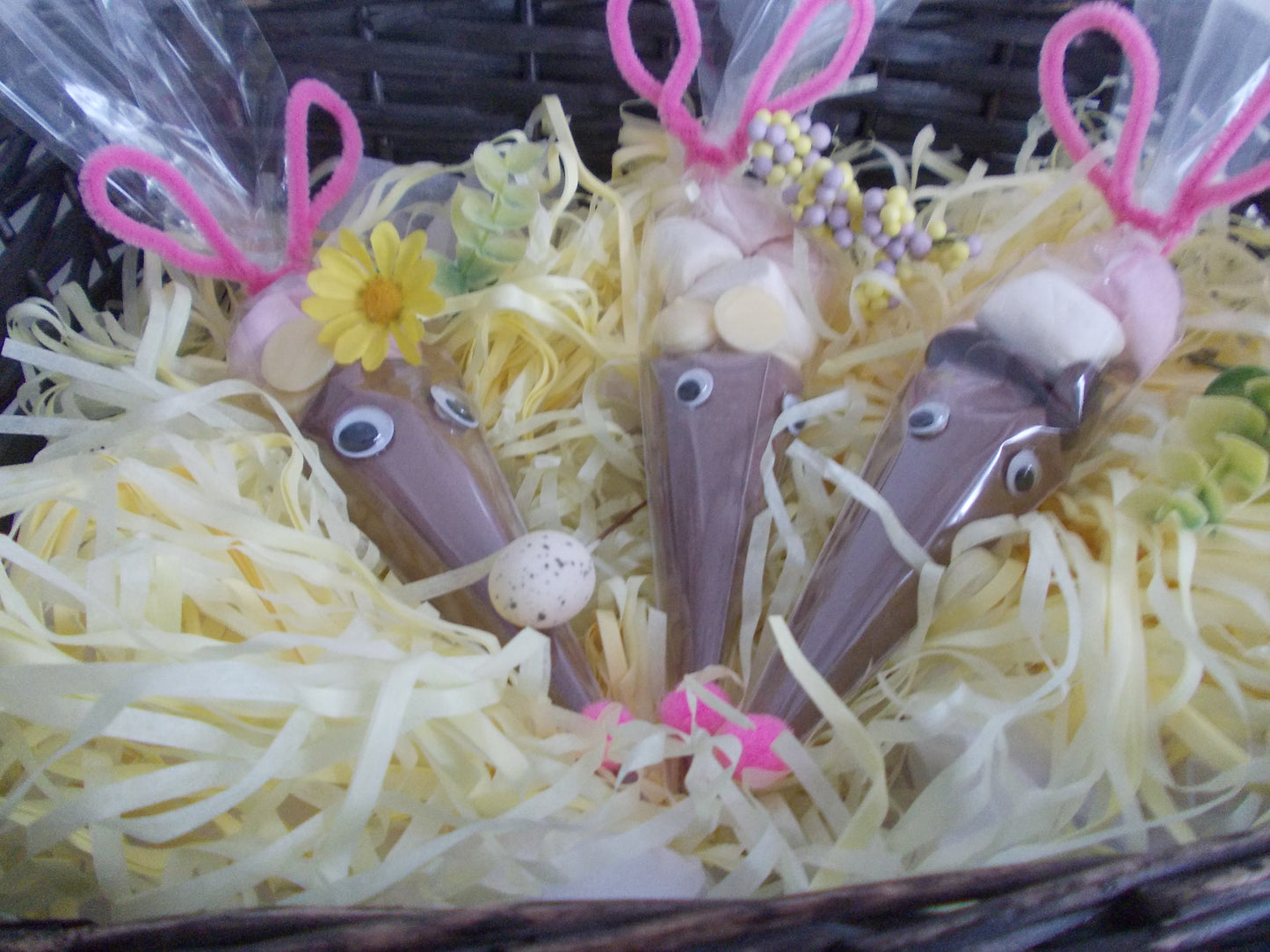 Vegan Easter Bunny 2 Hot Chocolate Cones Easter basket filler, Easter wedding or party favours for kids, dairy free chocolate gift