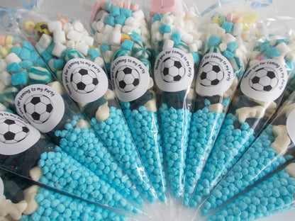 Football themed 10 sweet cones party bags favours