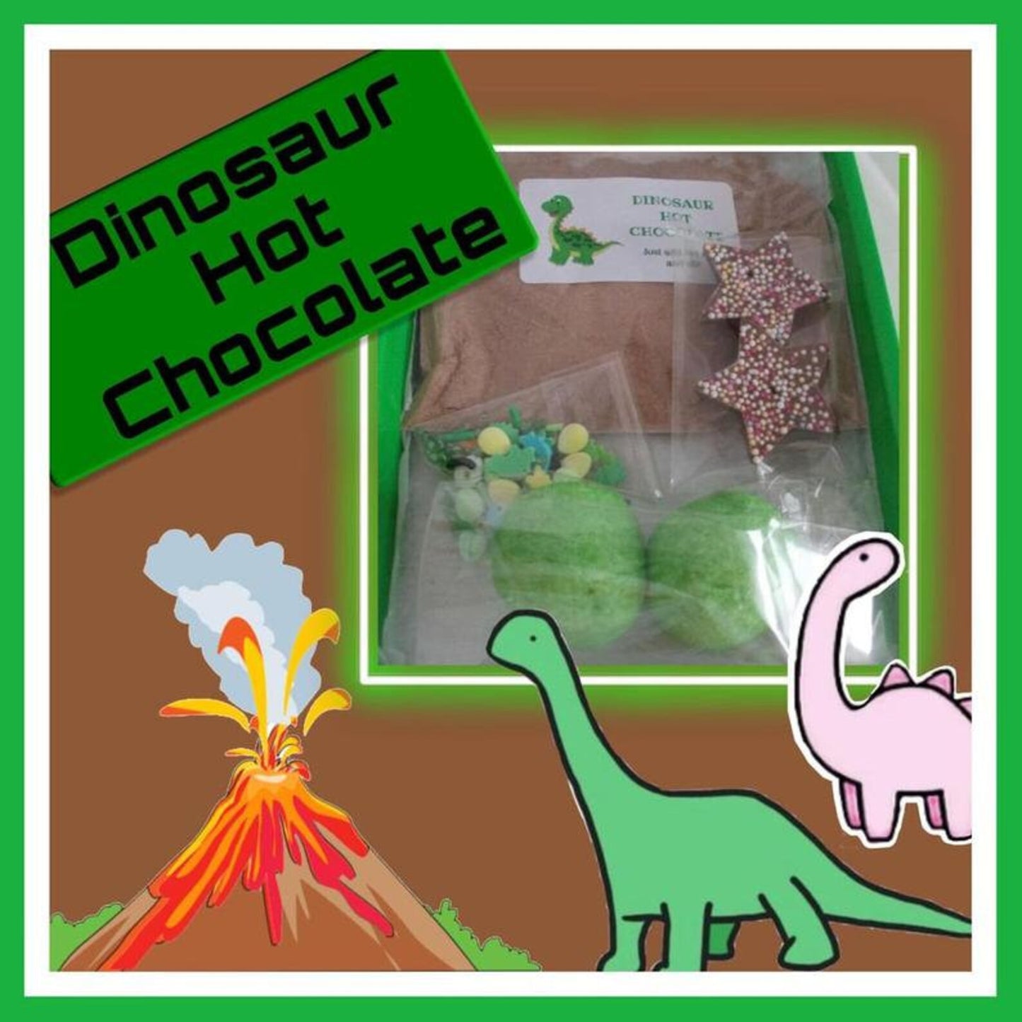 Dinosaurs hot chocolate kit for kids, letterbox gift, dino lovers hot chocolate favour, Easter basket filler