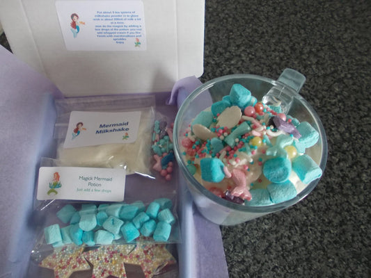 Mermaid Milkshake kit for kids, letterbox gift, mermaid lovers, magic milkshake party favour, Make your own milkshake craft diy kit for kids