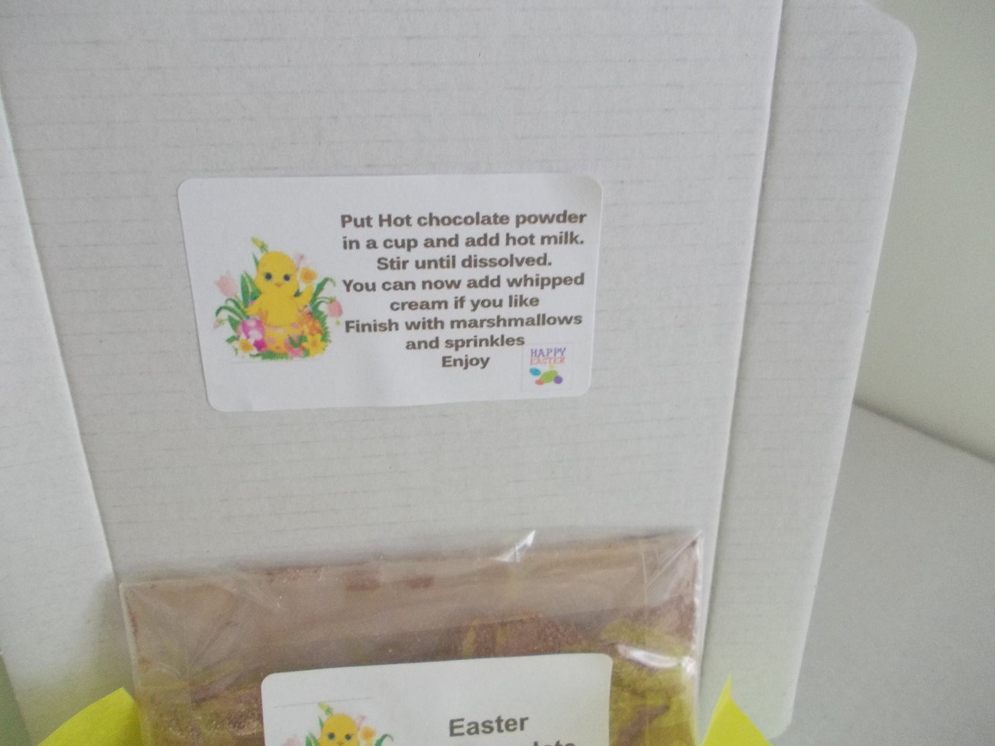 Easter Hot Chocolate letterbox giftbox, A hug in a mug for someone you love, grate Card alternative, Kids chocolate gift
