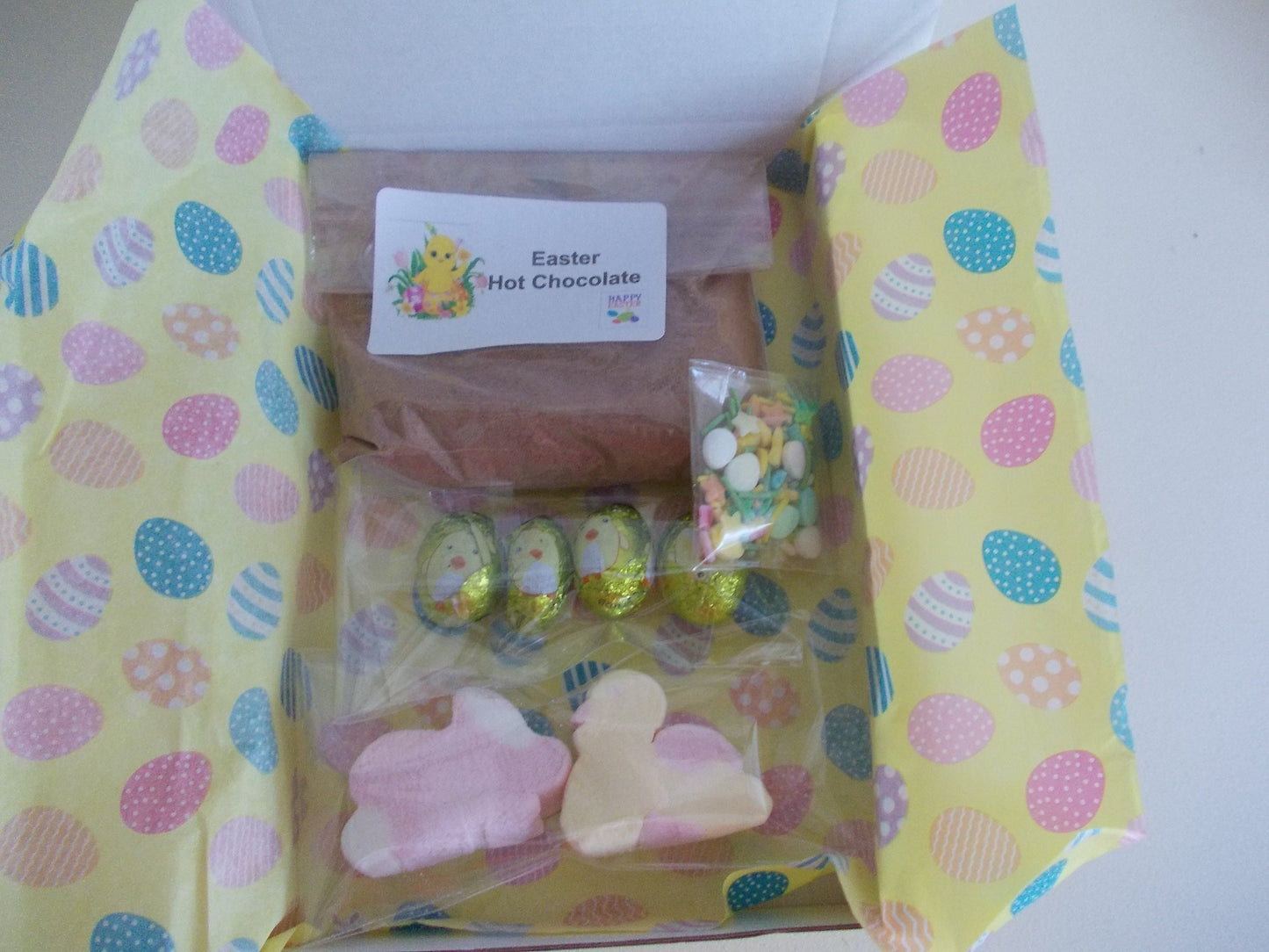 Easter Hot Chocolate letterbox giftbox, A hug in a mug for someone you love, grate Card alternative, Kids chocolate gift